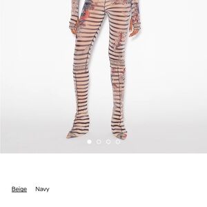 Striped Beige Nude Sailor Tattoo Pants